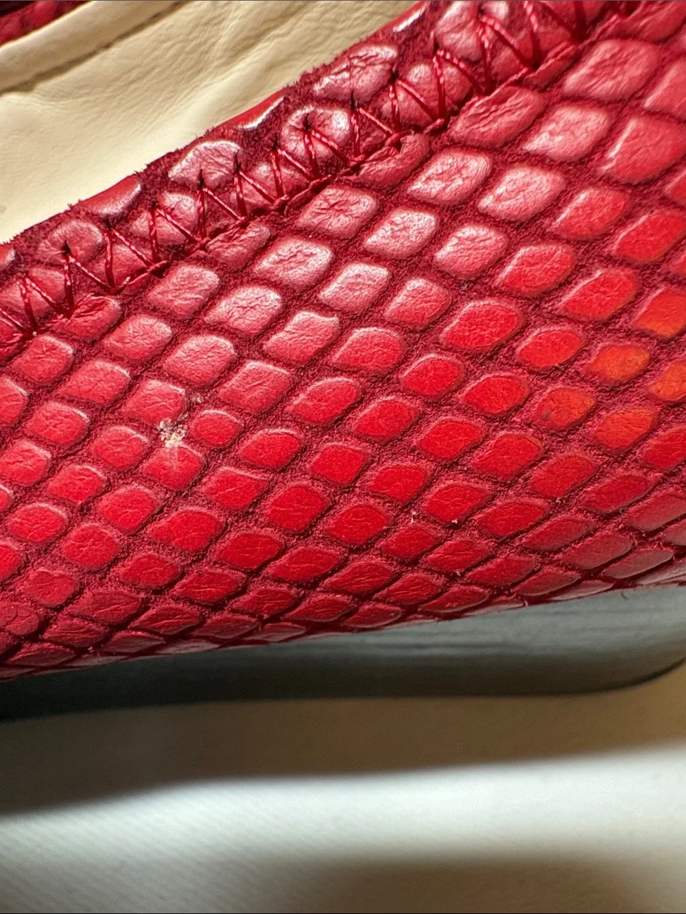 Cole Haan Red Textured Leather Wedge Flat Size 8